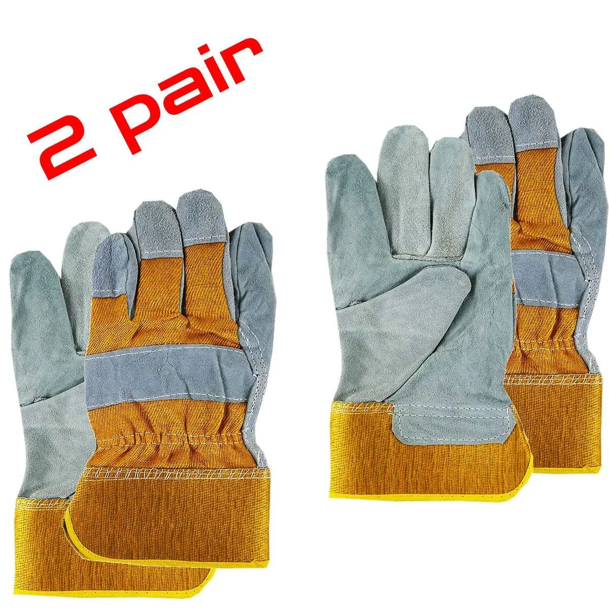 2 PACK Leather Safety Work Gloves Unisex Farmer Gardening DIY Heavy-Duty