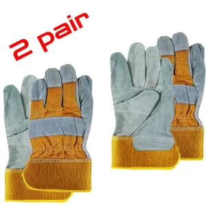 2 PACK Leather Safety Work Gloves Unisex Farmer Gardening DIY Heavy-Duty