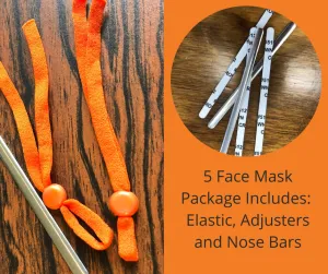 5 Mask Pack - Orange - Elastic, Buckles & Nose Bars