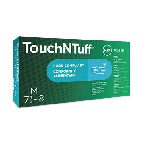 92-675 Nitrile Powder-Free Disposable Gloves, Textured Fingers, 4.3 mil Palm/5.5 mil Fingers, Blue, 1 Box