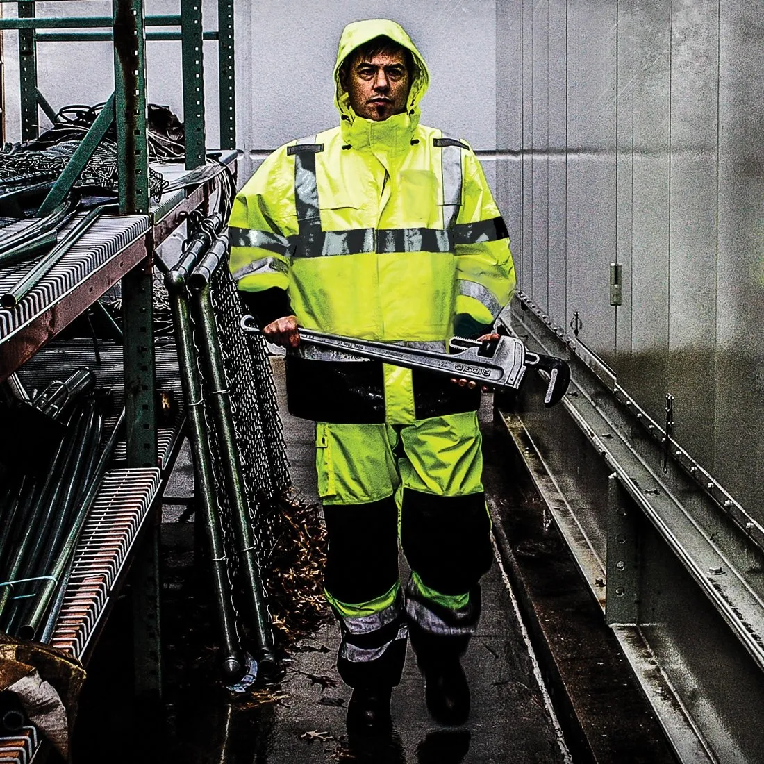 Class 3 Rip Stop Rain Jacket - Lime - 2XL
