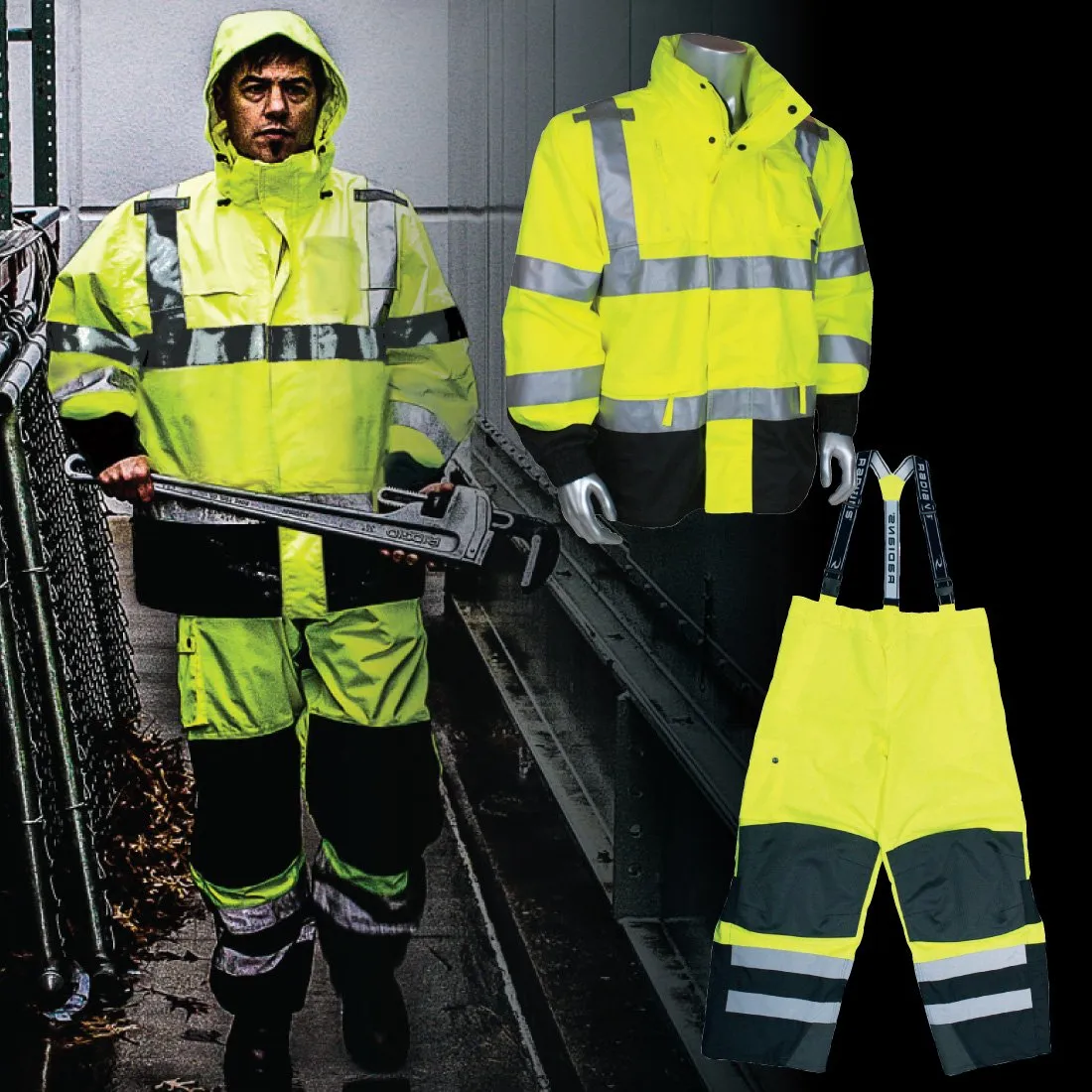 Class E Rip Stop Rain Pants - Lime - Large