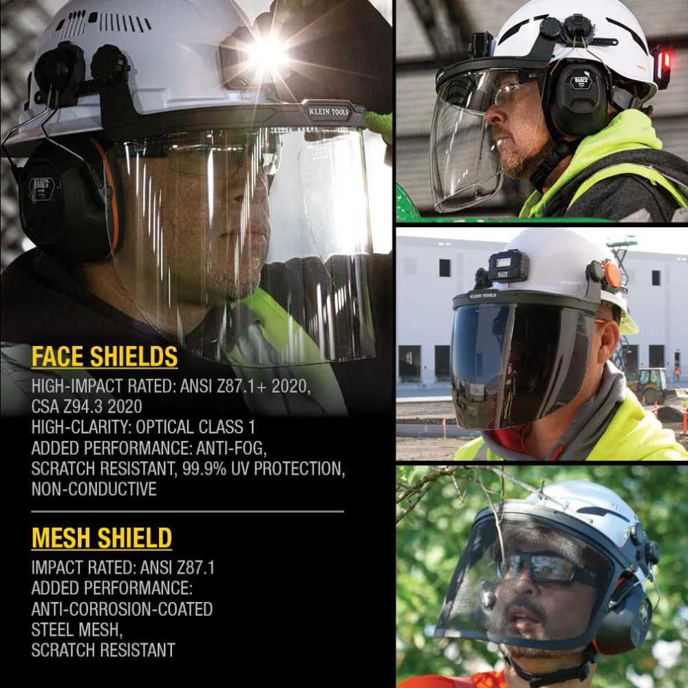 Klein 60472 Face Shield, Safety Helmet and Cap-Style Hard Hat, Clear