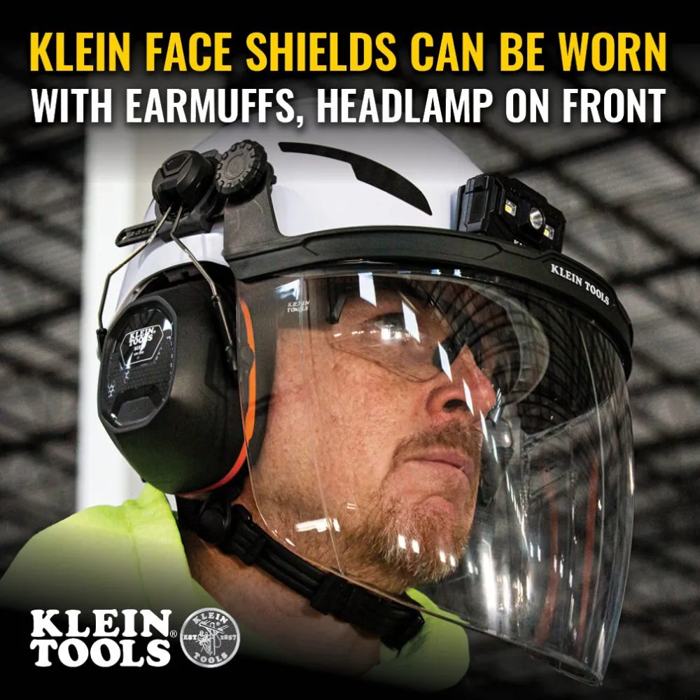 Klein 60472 Face Shield, Safety Helmet and Cap-Style Hard Hat, Clear