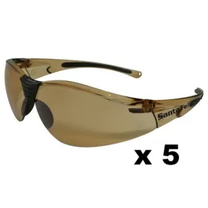 MAXISAFE Santa-Fe Safety Glasses AS/NZS1337 Anti Scratch Fog Coating Bronze x 5 Pack