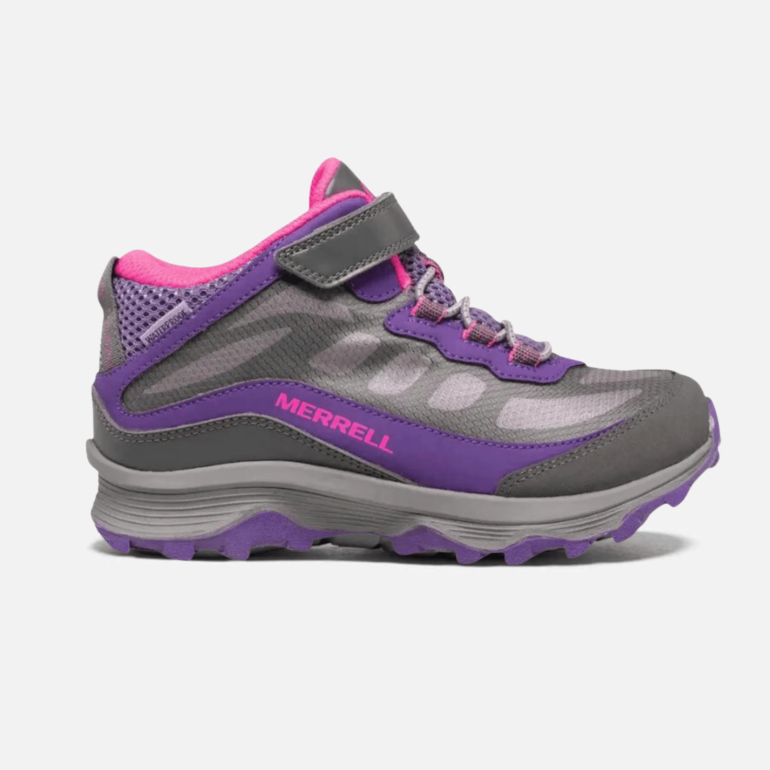 Merrell Big Kid's Moab FST Mid A/C Waterproof Boot Grey/Pink/Purple