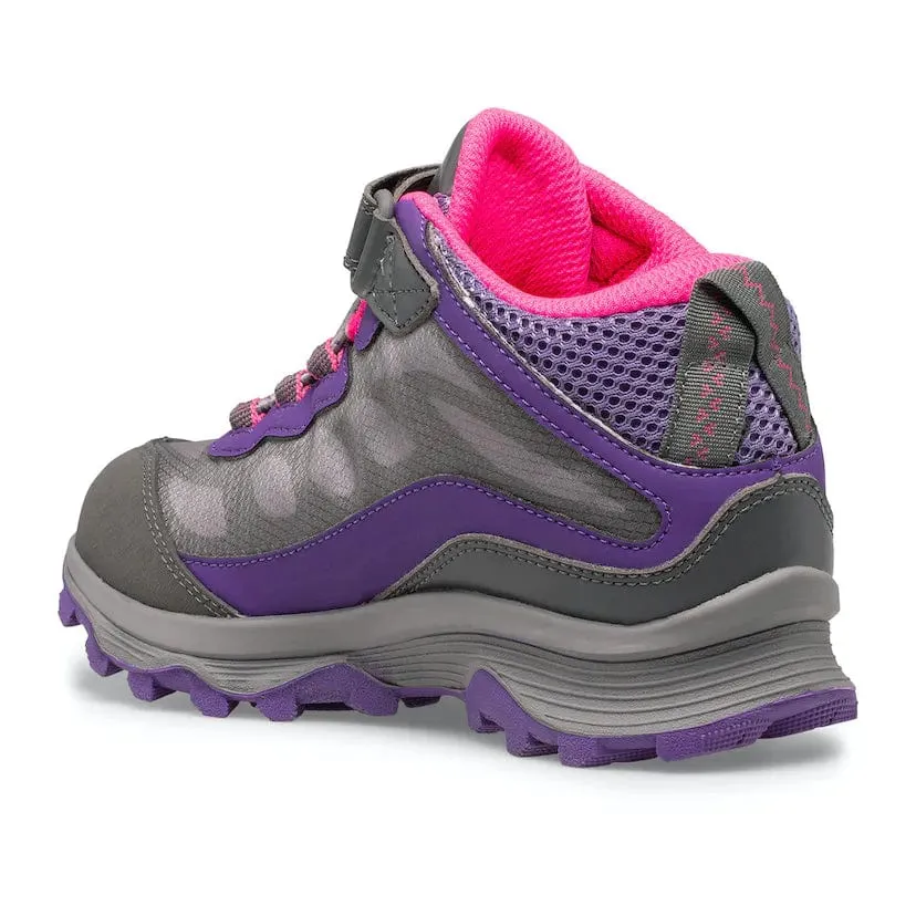 Merrell Big Kid's Moab FST Mid A/C Waterproof Boot Grey/Pink/Purple