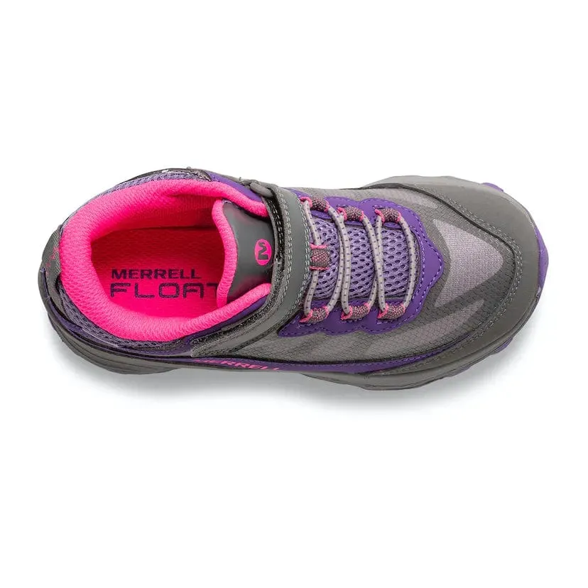 Merrell Big Kid's Moab FST Mid A/C Waterproof Boot Grey/Pink/Purple