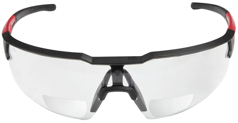Milwaukee 48-73-2202 Safety Glasses, Unisex, Anti-Scratch Lens, Polycarbonate Lens, Plastic Frame, Black/Red Frame :CD: QUANTITY: 1