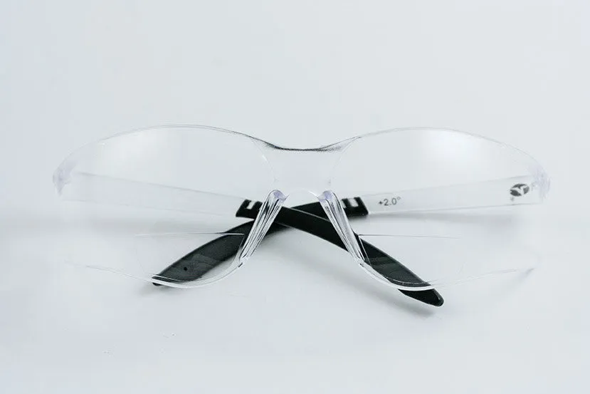 Safety Glasses (Bifocal Clear Lens) with Anti-UVA & UVB and ScratchCoat® Protection