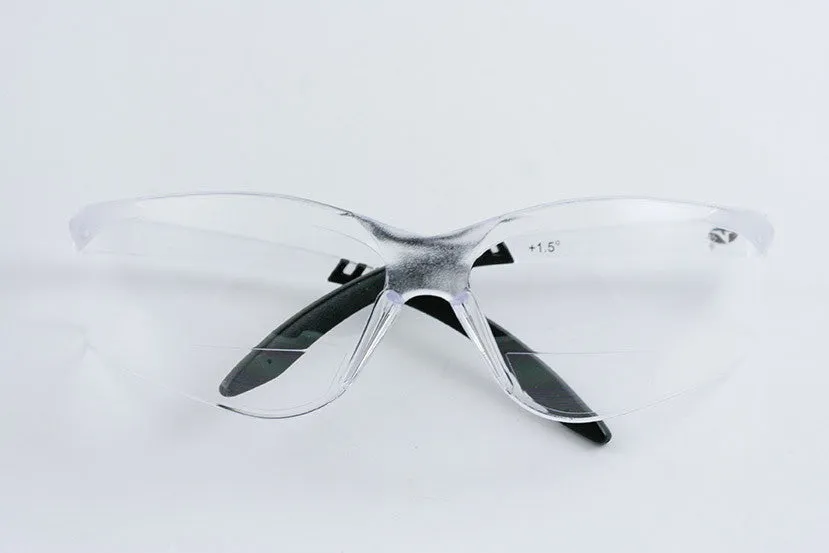 Safety Glasses (Bifocal Clear Lens) with Anti-UVA & UVB and ScratchCoat® Protection