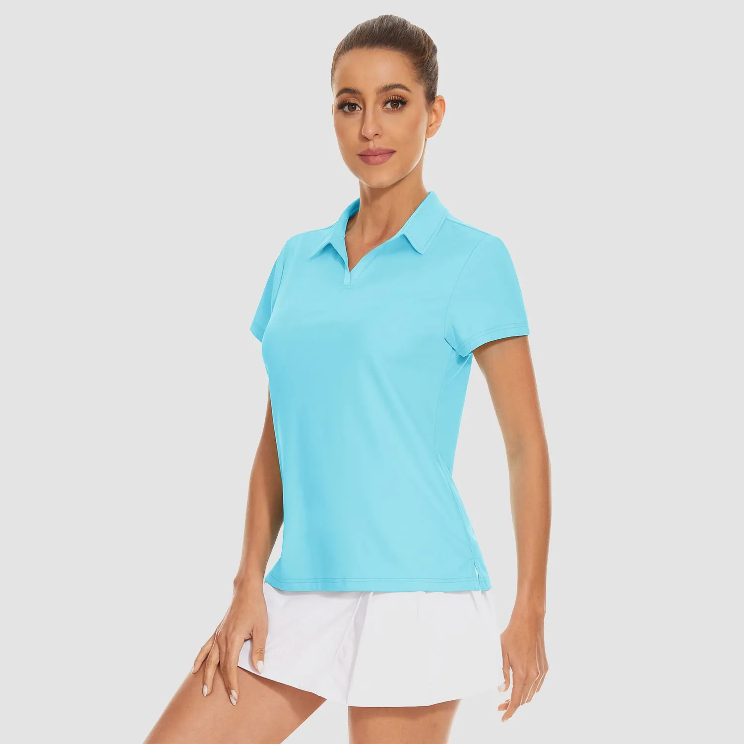 Women's Golf Polo Shirts V Neck UPF 50  Collared Tennis Shirt Lightweight Quick Dry