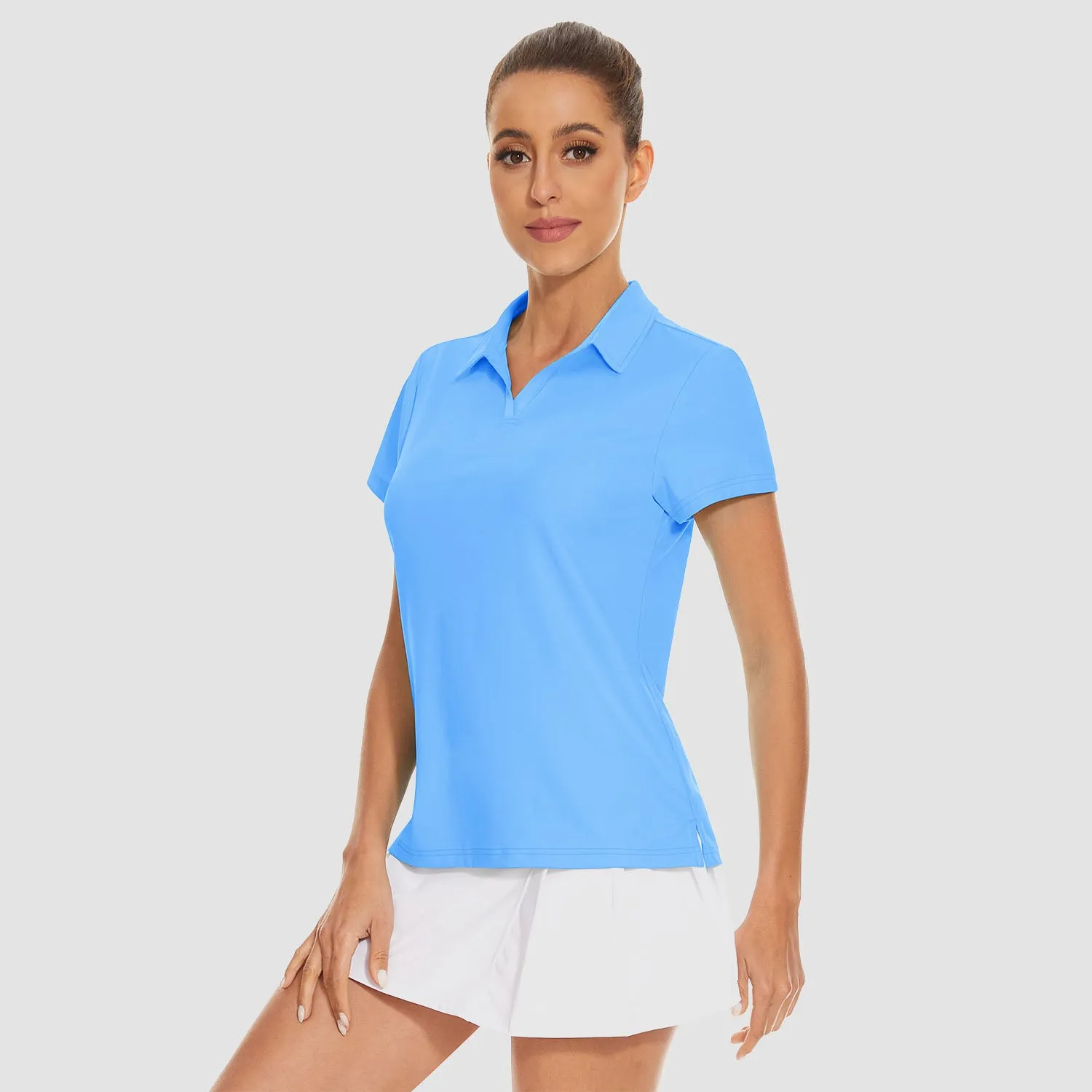 Women's Golf Polo Shirts V Neck UPF 50  Collared Tennis Shirt Lightweight Quick Dry