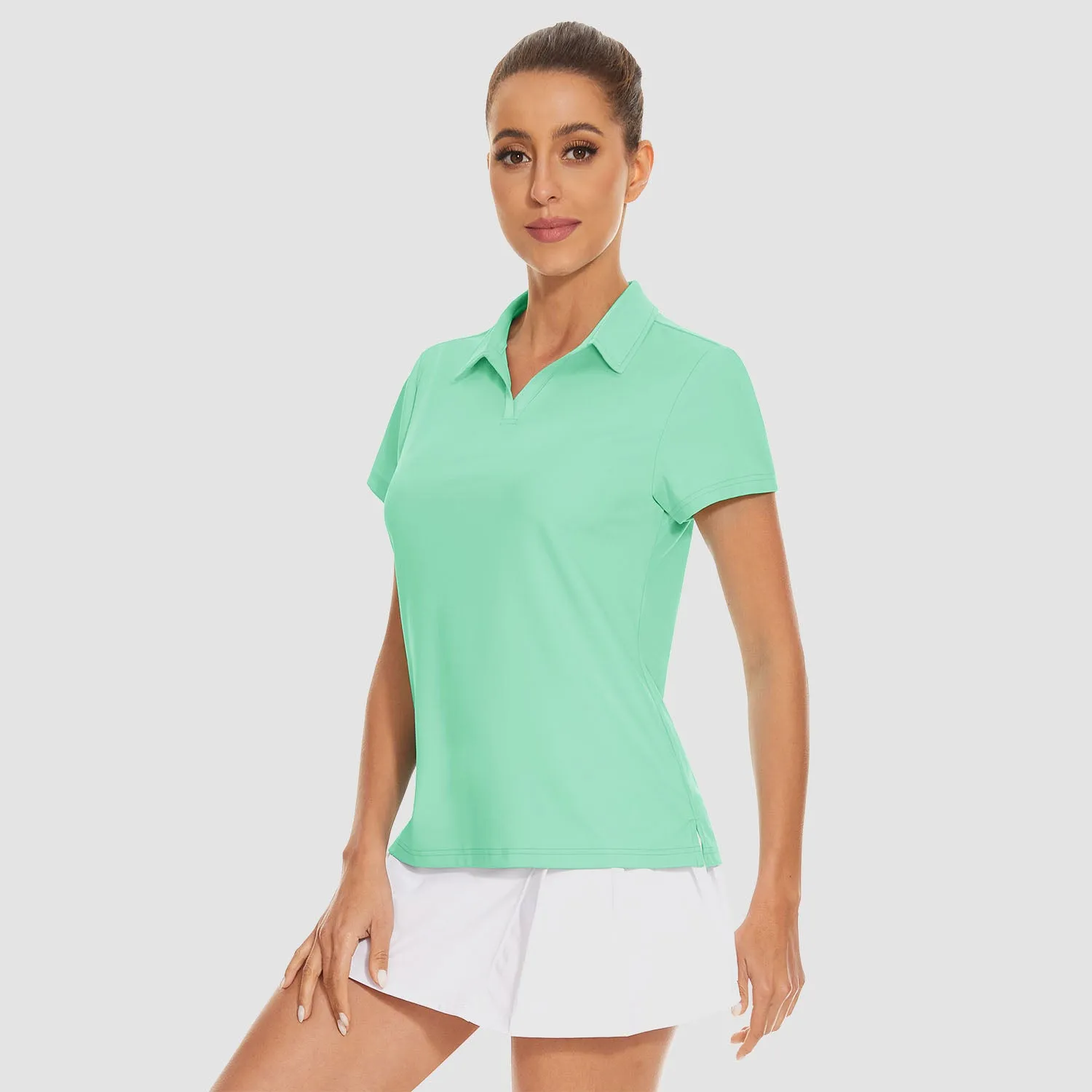 Women's Golf Polo Shirts V Neck UPF 50  Collared Tennis Shirt Lightweight Quick Dry
