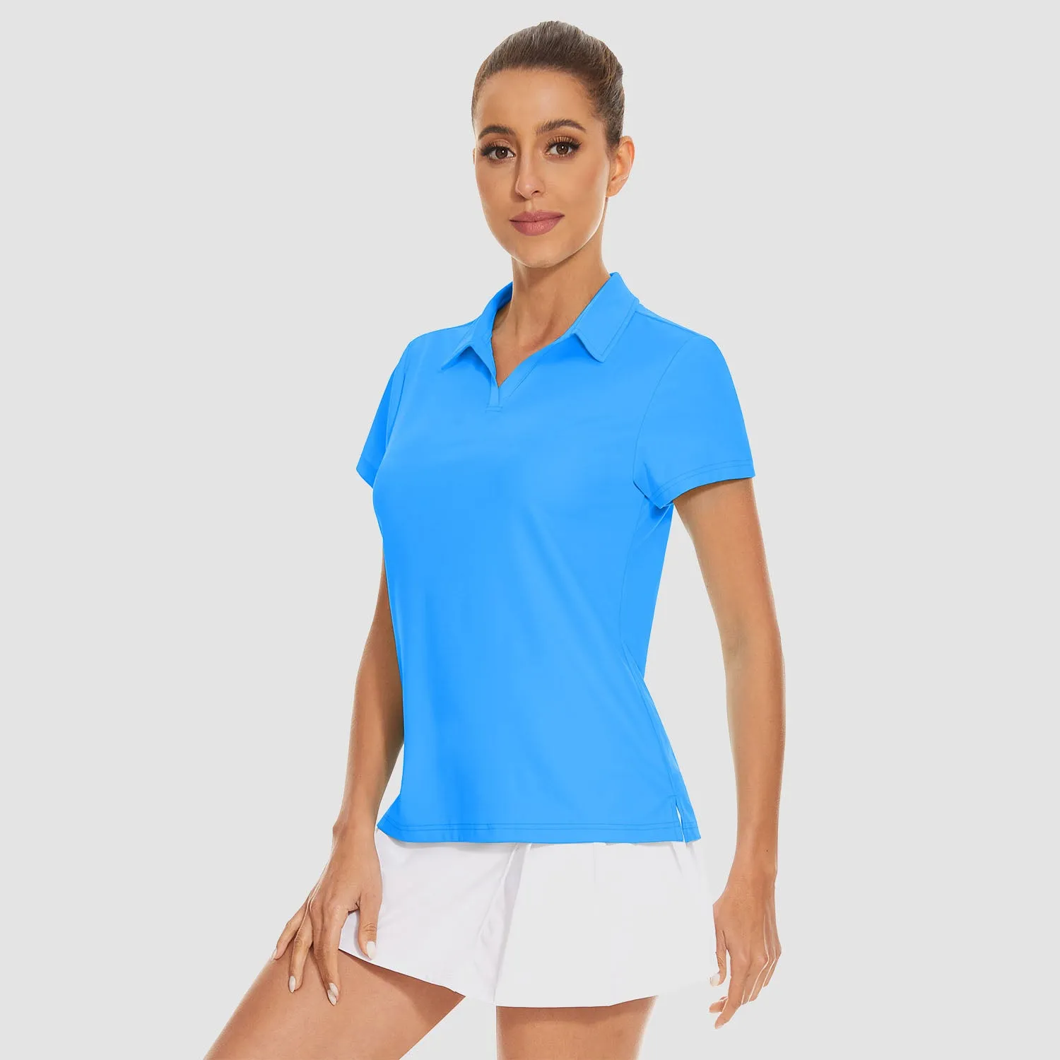Women's Golf Polo Shirts V Neck UPF 50  Collared Tennis Shirt Lightweight Quick Dry