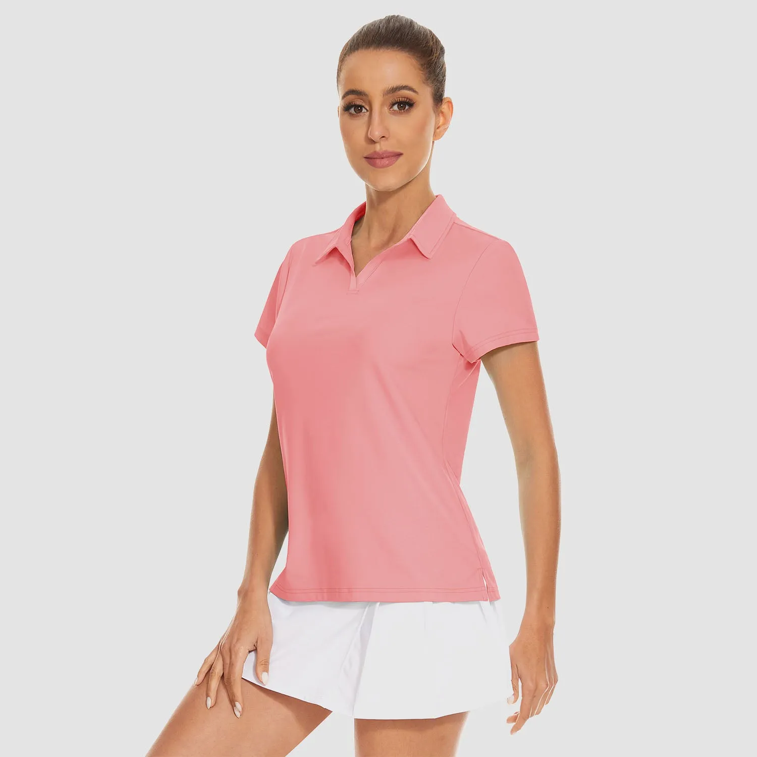 Women's Golf Polo Shirts V Neck UPF 50  Collared Tennis Shirt Lightweight Quick Dry