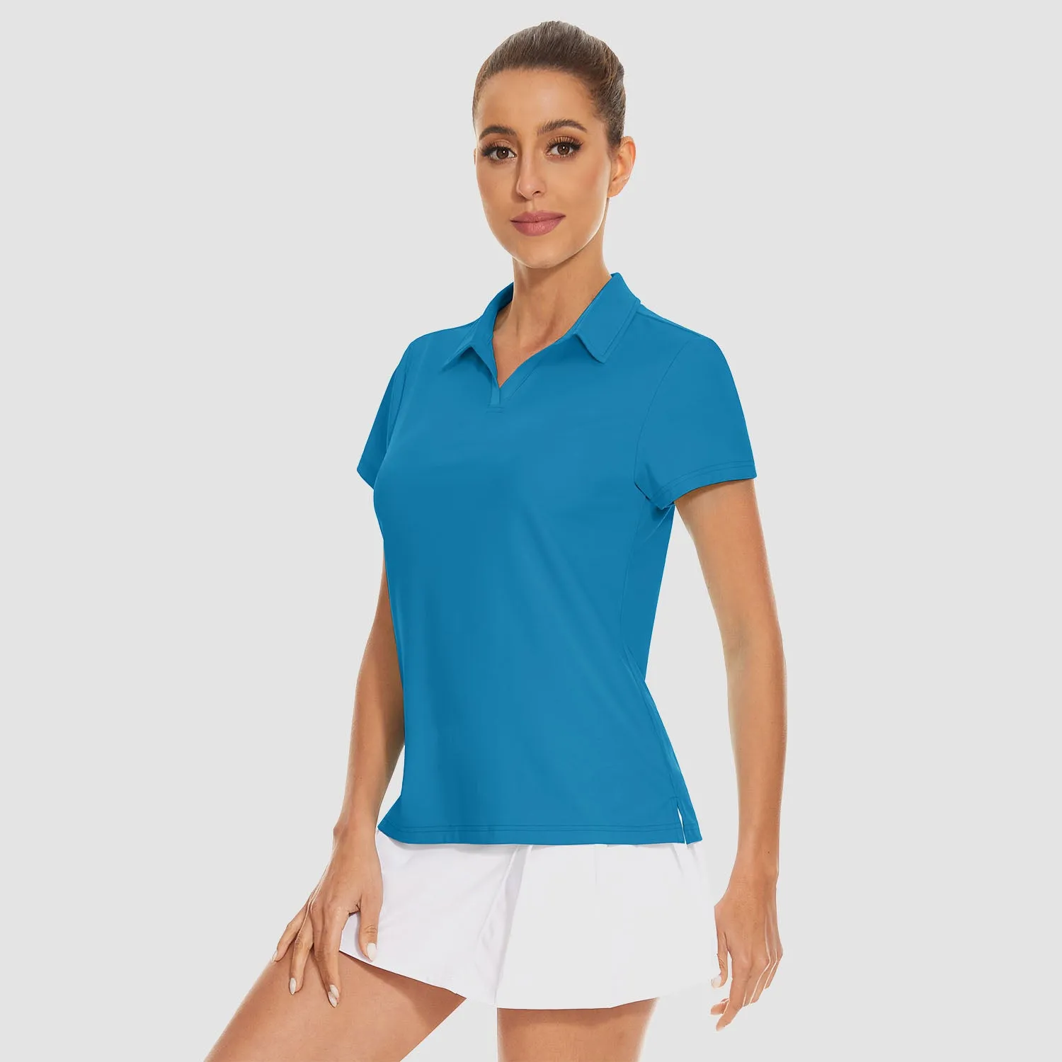 Women's Golf Polo Shirts V Neck UPF 50  Collared Tennis Shirt Lightweight Quick Dry