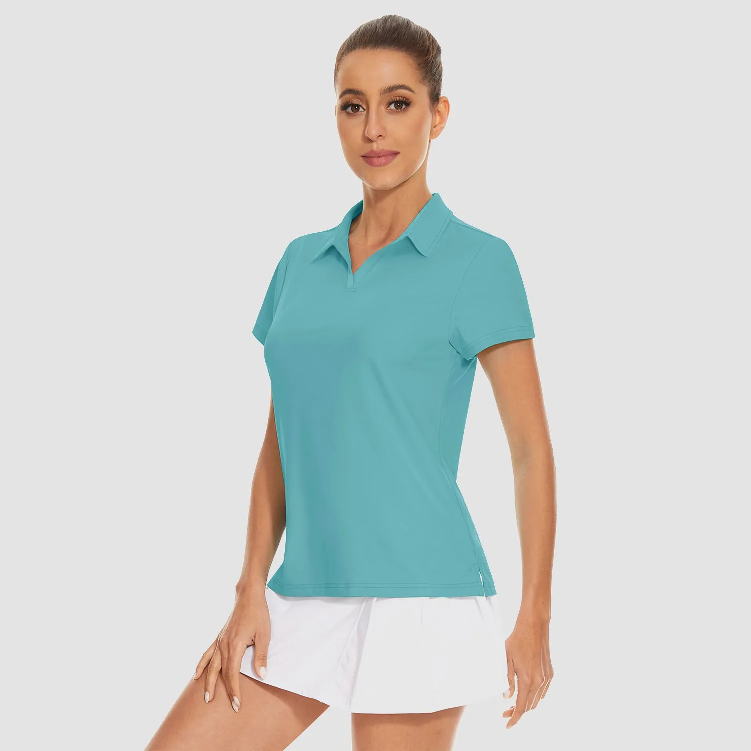 Women's Golf Polo Shirts V Neck UPF 50  Collared Tennis Shirt Lightweight Quick Dry